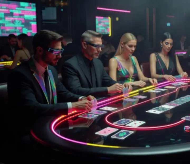Neonowy stół pokerowy w klimacie cyberpunk